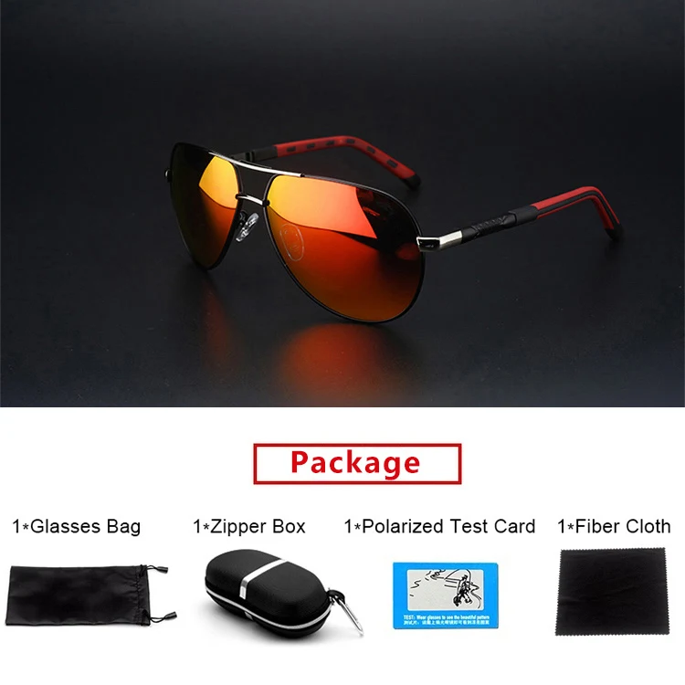 Red with box SAYLAYO, модные поляризационные солнцезащитные очки, мужские, классические, Ретро стиль, сплав, оправа, солнцезащитные очки, покрытие линз, для вождения, защита от уф400 лучей - Цвет линз: Red with box