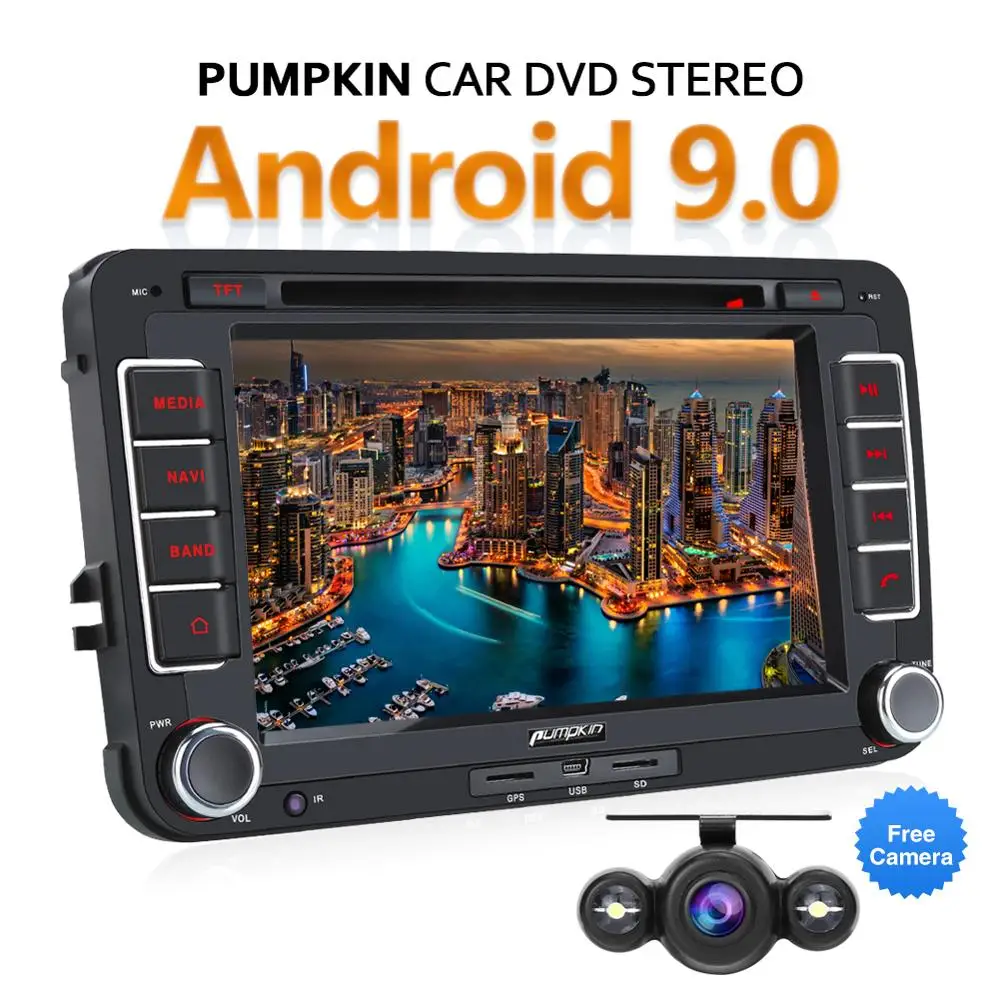 Тыква Android 9 0 стерео аудио четырехъядерный 2 Din7''Autoradio GPS навигация для