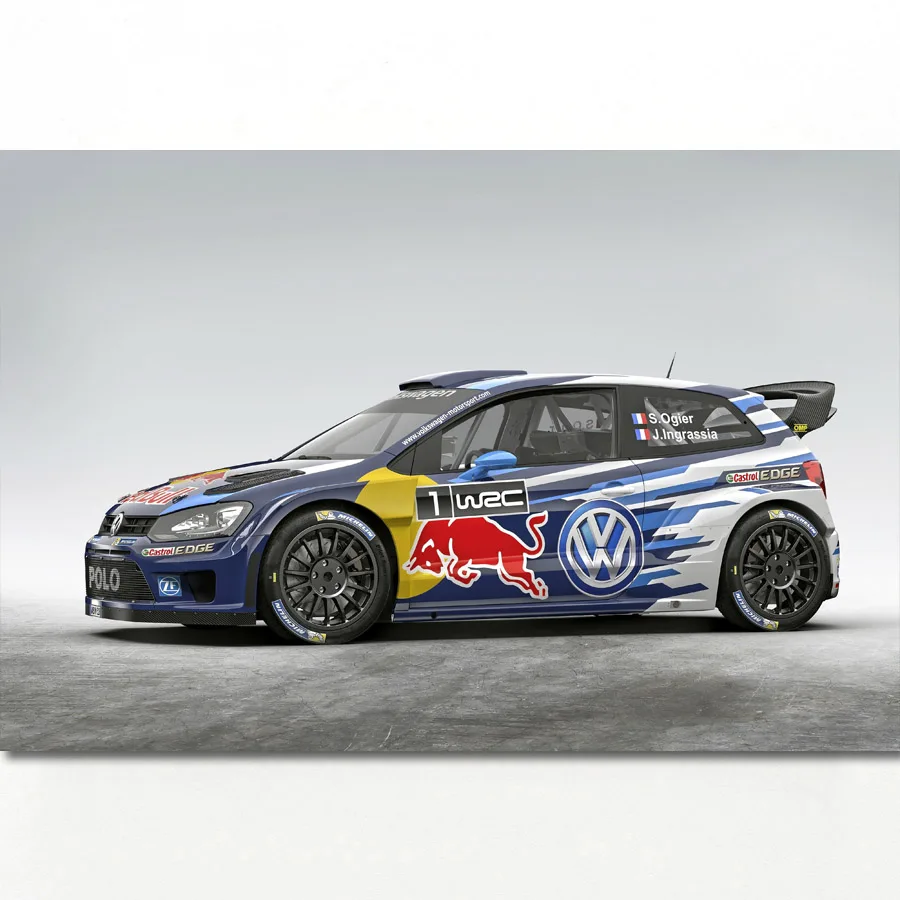 Белый Спортивный автомобиль Polo R WRC Typ 6R гоночный автомобиль плакат холст художественные принты настенные картины для декора гостиной - Цвет: Белый