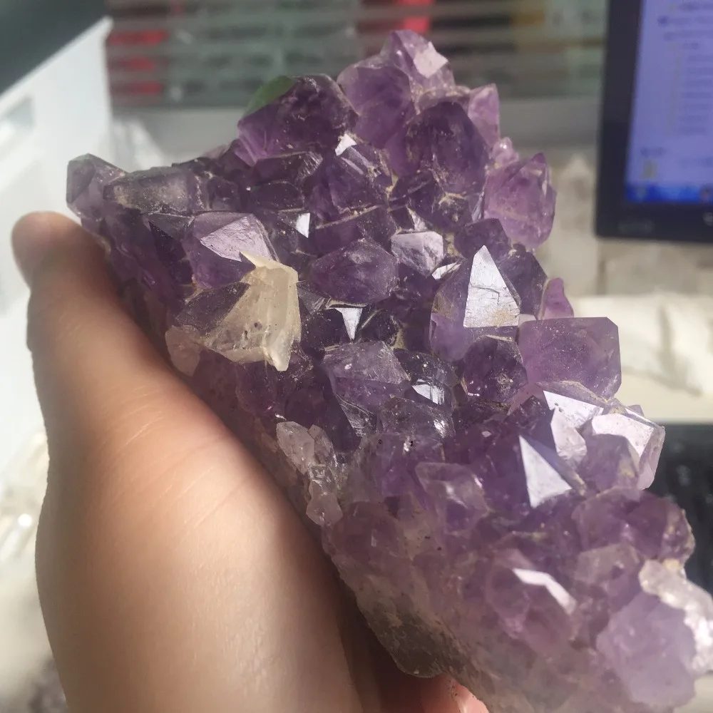 442 г натуральный Purply аметистовый геодезический образец кристаллы продукты оптом