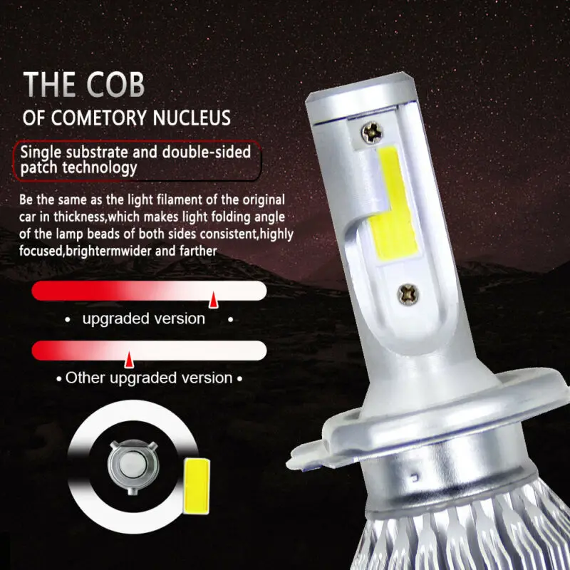 Universal 2pcs Headlights COB C9 H4/9003/H10 LED 200W 40000LM 6000K Car Headlamp Set Hi/Lo Beam Auto Bulbs | Автомобили и
