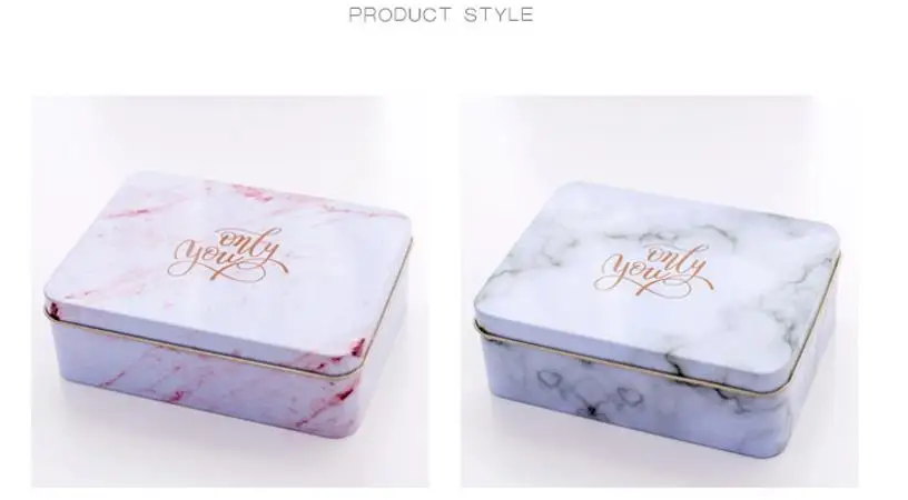 Creative tinplate marble texture storage case stationery holder daily desktop sorting box wedding candy box school office supply