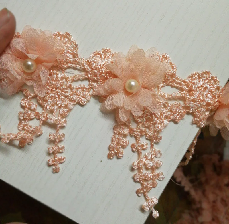 3D Цветочная вышивка кружевная отделка свадебная аппликация для невесты бусины