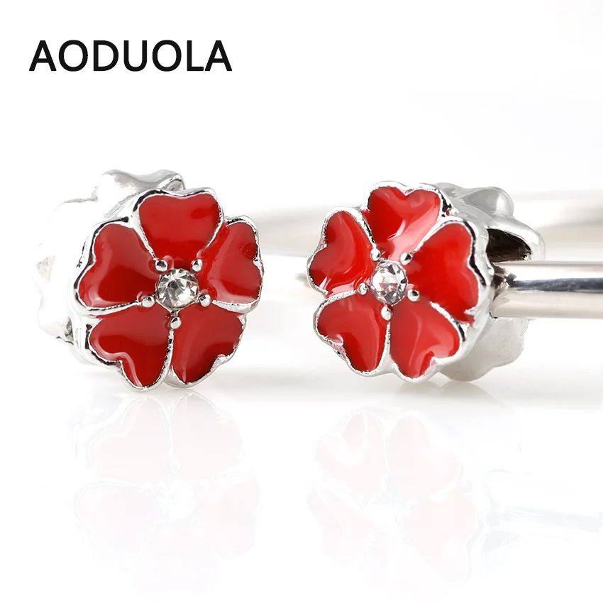 10 шт./партия медные бусины в форме цветка|for pandora|beads redmetal beads |