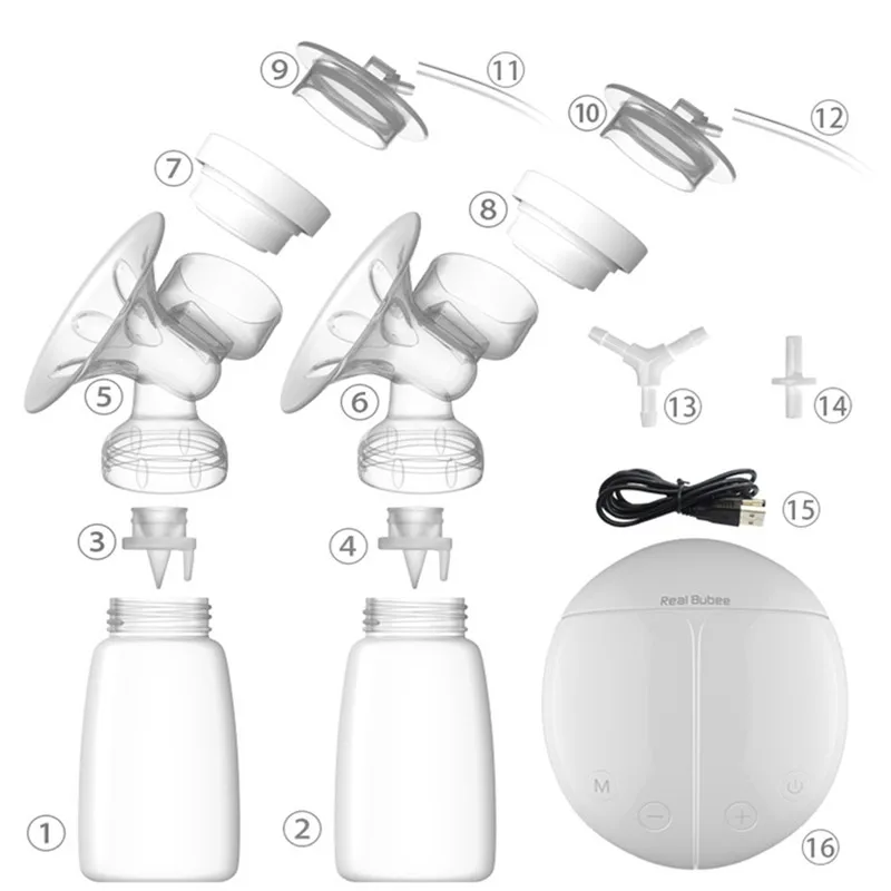 Bilateral Electric Breast Pumps With Milk Bottle USB Cable PP BPA Free Powerful Intelligent Baby Breast Feeding Milk Suckers