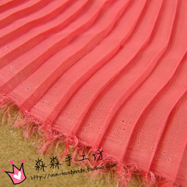 1psc 2016 новая ткань оранжево красный плиссе в гармошку шифоновая блузка и юбка