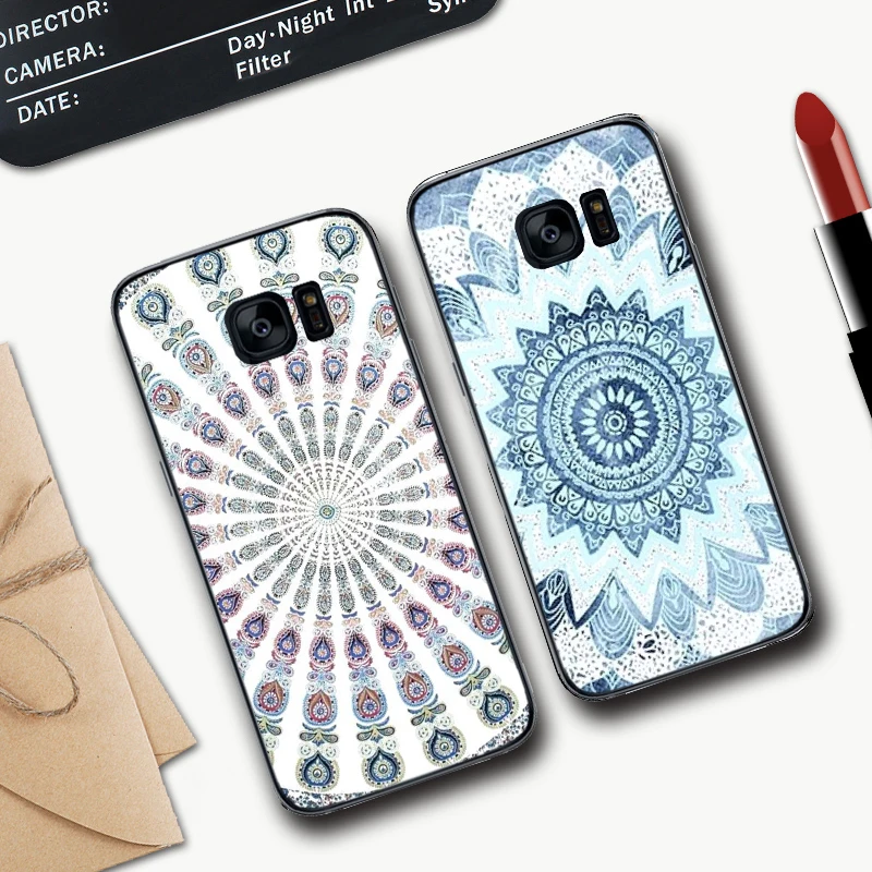 Силиконовый чехол с синей мандалой для Samsung S6 Edge S7 S8 Plus S9 S10 S10e M10 M20 M30 M40|Бамперы| |