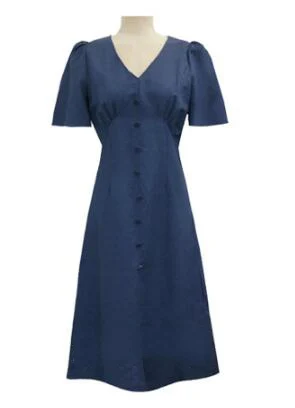 Blue Винтажные платья для женщин, модная летняя одежда с коротким рукавом, Темпераментная Женская хлопковая Рубашка-Платье на пуговицах, длинная одежда в Корейском стиле 6011 - Цвет: Blue