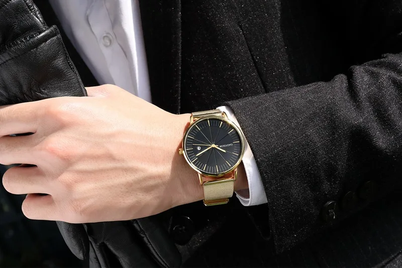 Ultra Thin Watch Men's Quartz Wristwatches Top Brand Luxury Casual Steel Mesh Date Waterproof Clock Male Relogio Masculino