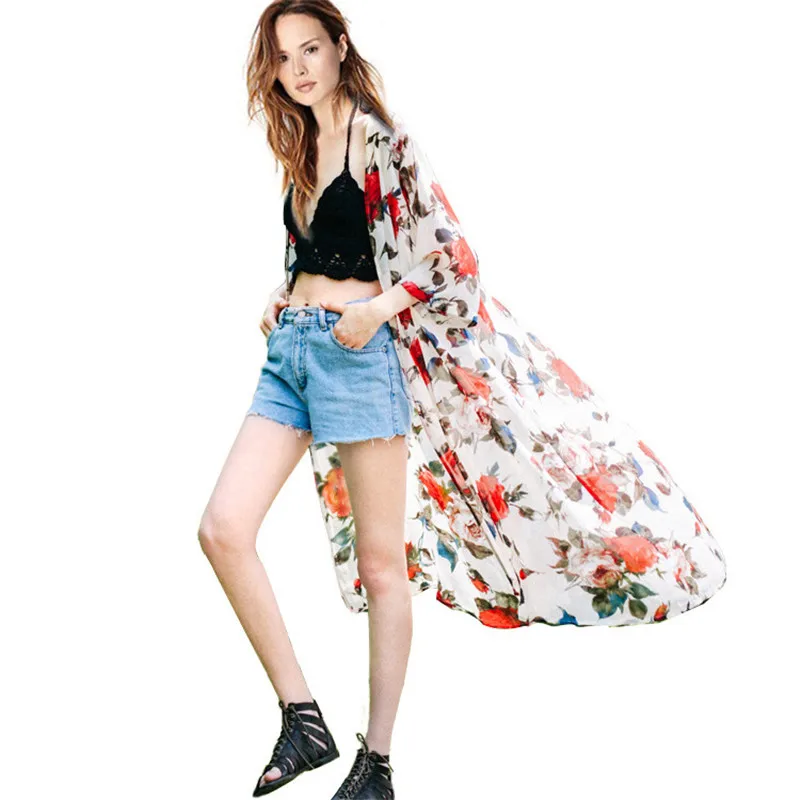 

Пляжная куртка с цветочным принтом на лето 2019