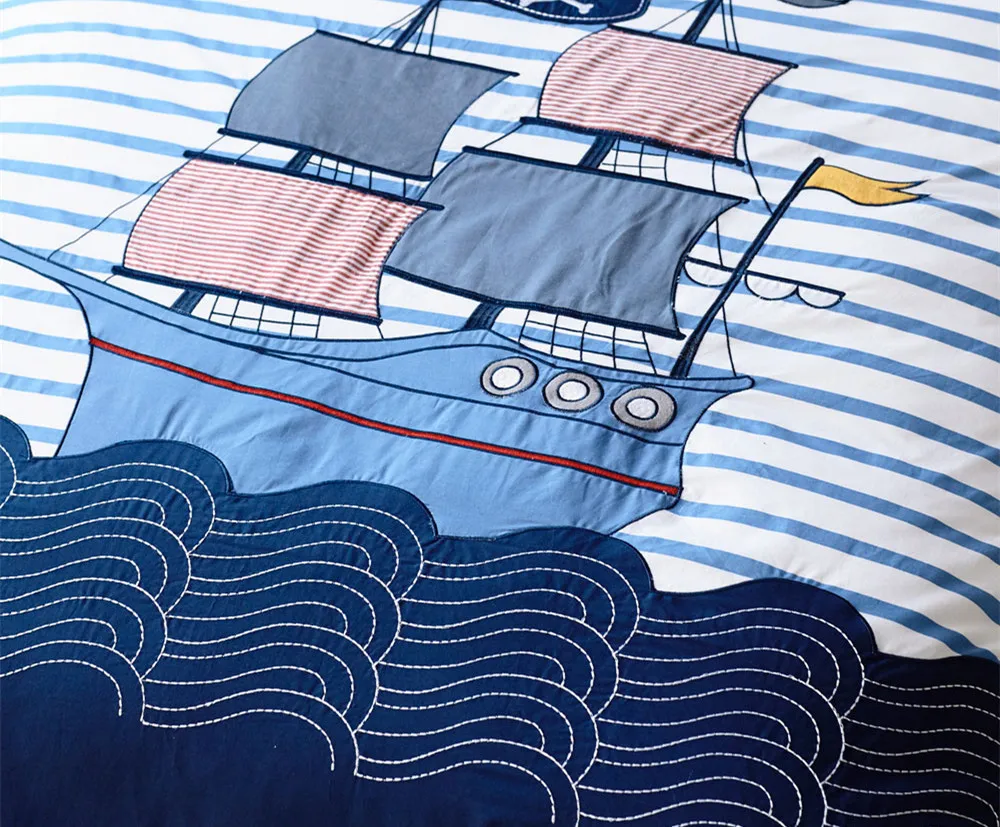 Бесплатная доставка Комплект постельного белья с пиратским сосудом детский