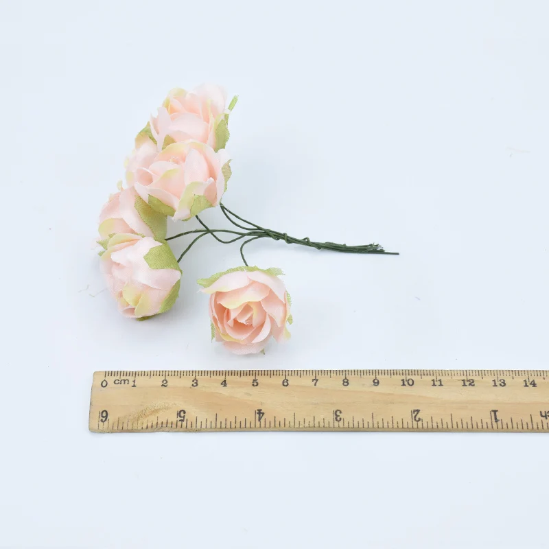 6 шт./лот шелковые розы букет декоративные цветы венки diy помпон подарки коробка