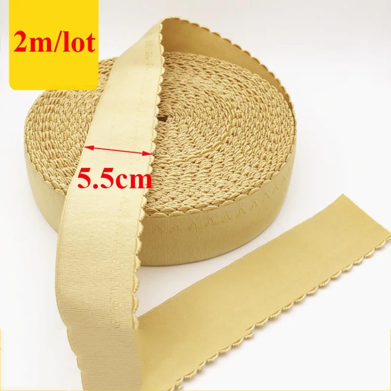skin5.5cm 2m Meetee 1/2/3 м 50/55/60/70/80/100/150 мм черный резиновые эластичные ленты кружева пояс "сделай сам" для Костюмы аксессуары AP587 - Цвет: skin5.5cm 2m