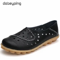 dobeyping hollow woman shoes genuine leather women flats slip on womens loafers breathable summer moccasins female shoe 35 44