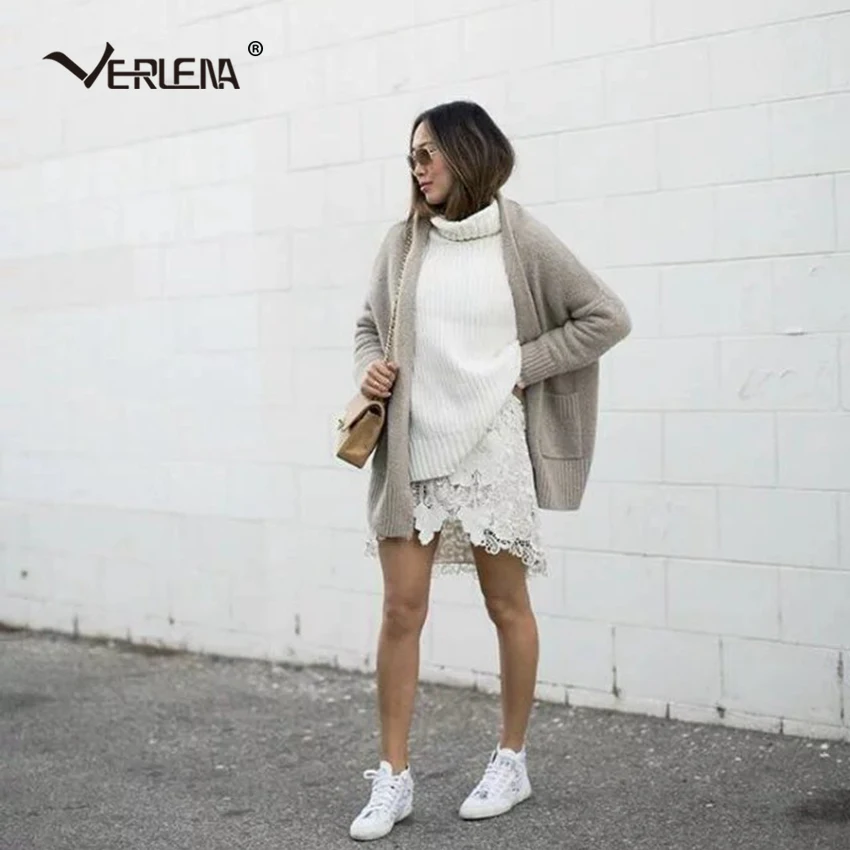 Verlena 2018 пушистый плотный вязаный шерстяной длинный кардиган женский большой
