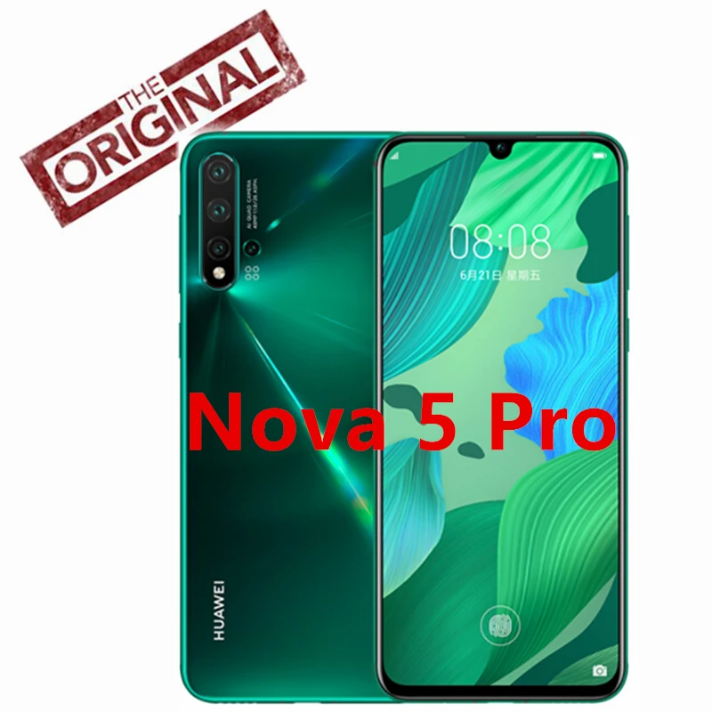 Оригинальный смартфон Huawei Nova 5 pro 2340x1080 пикселей мультисенсорный изогнутый экран
