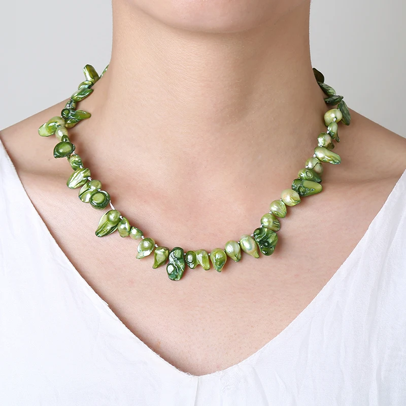 Женское ожерелье Чокеры ZHIXI из пресноводного жемчуга с натуральным камнем в