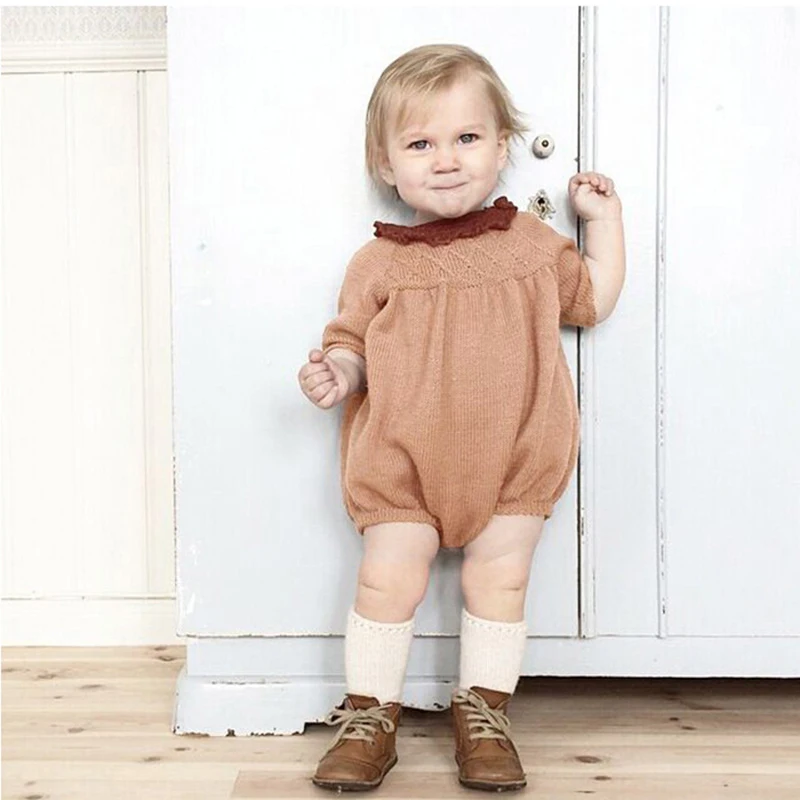 Детский трикотажный комбинезон с длинным рукавом на возраст 0 5 лет|toddler jumpsuit|knit baby