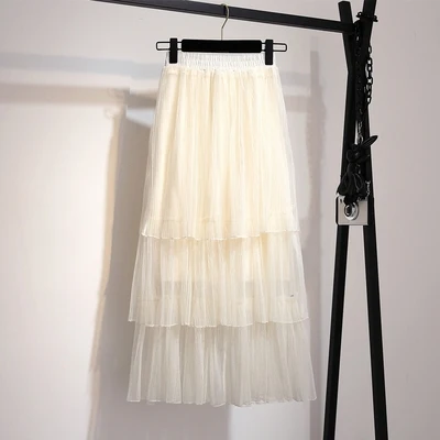 khaki skirt Новая модная рубашка с вышитыми леопардовыми буквами и длинная юбка-пачка средней длины из сетчатой ткани Лето женский шикарный комплект из двух предметов - Цвет: khaki skirt