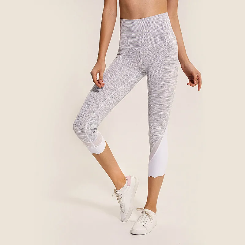 

Zhuohe Calf-Length Tight High-Rise Mesh Capri Pants High Waist Yoga Leggings Gym Fitness Women's Sports Pants Workout Running