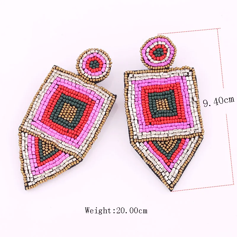 

Sehuoran Bohemian Drop Earrings For Women Boho Wedding Trendy Glass Beads Girls Gift Accessories Party Dangle Statement Earrings