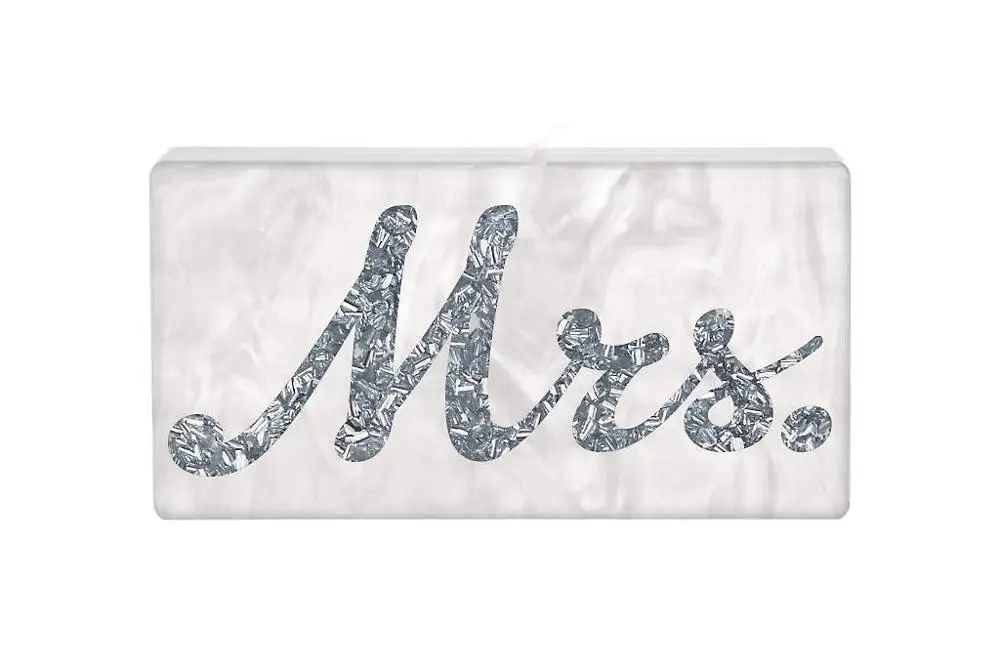 silver glitter Ins, акриловые клатчи в коробке, женская вечерняя брендовая сумка, жемчужно-белая с серебристым блеском, золотым блеском, с надписью Mrs Letter - Цвет: silver glitter