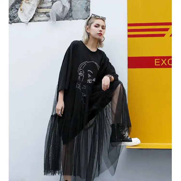 Вышивка Тюль пряный платье лицо Oversize лето девушка сетки платья Для женщин Элегантный Костюмы корейский LT453S50