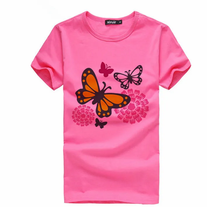 2015 New Women Best Sell O neck Cozy Crop Top Ladies Short Sleeve T Shirt Tee T-shirt Four Different Butterfly T-shirts  Женская