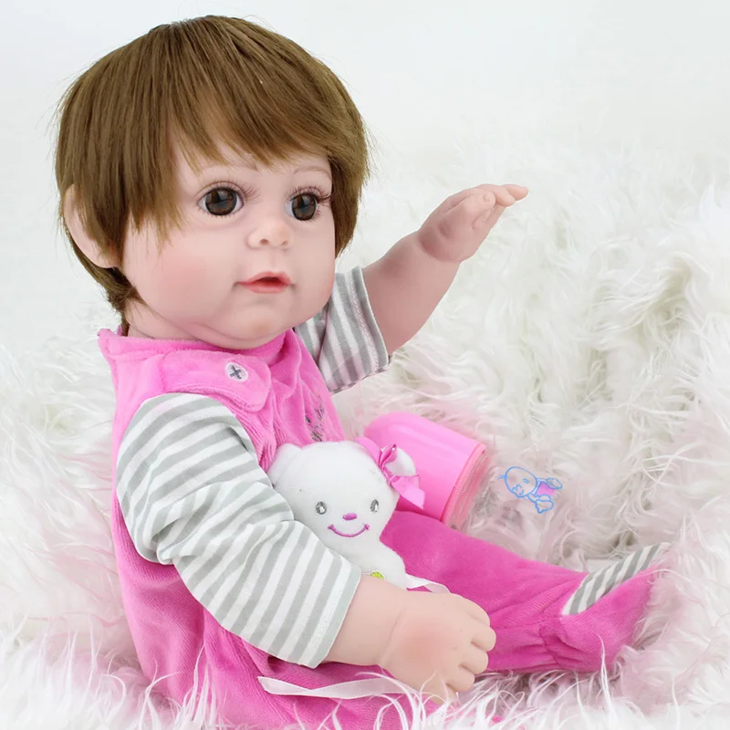 Кукла реборн NPKDOLL 17 дюймов полностью виниловая силиконовая кукла младенец для