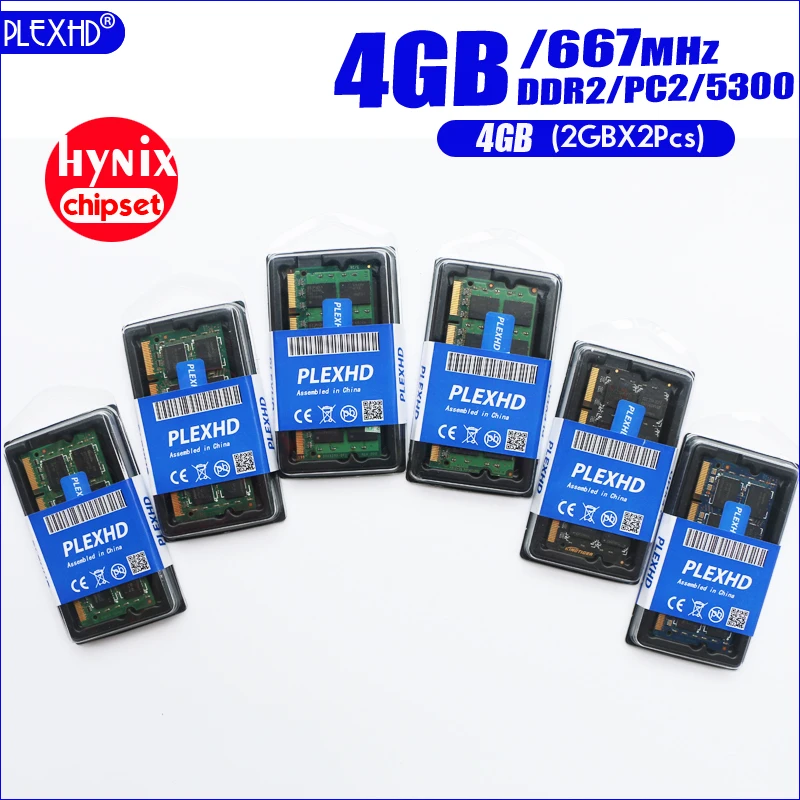 PLEXHD 4G 4 Гб (2GBX 2 шт) DDR2 pc2 5300 667 МГц 2RX8 память для ноутбука pc2-5300S ddr2 200pin оперативная