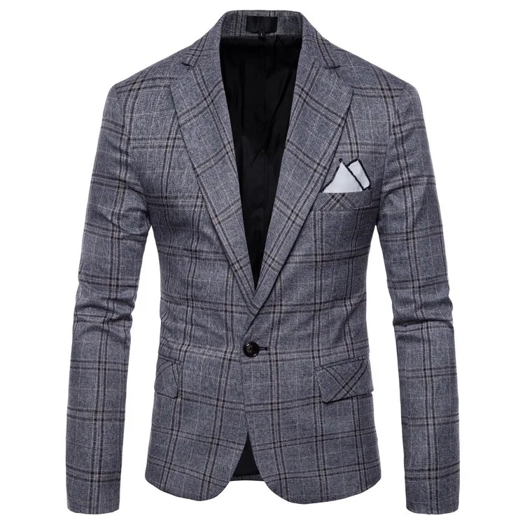 

Mens fashion Dance brand Blazer pattern Business affairs Wedding Stage Long sleeve grid Suit Jackets dropshipping Slim top coats