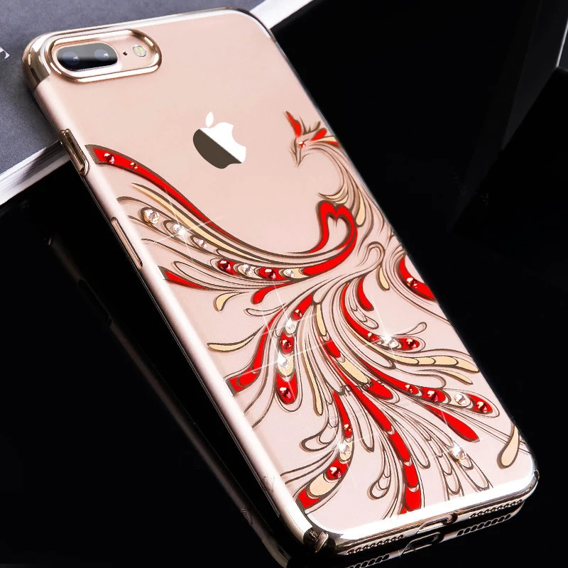 KAVARO Чехол для iPhone 7 8 с россыпью роскошных кристаллов из алмазов на позолоченной ПК задней крышке
