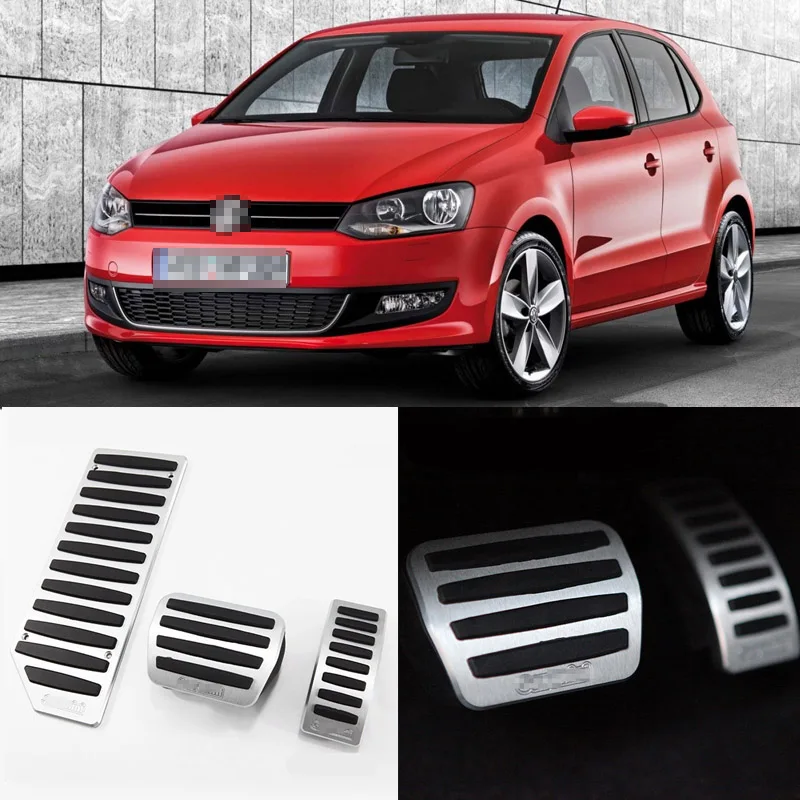 

A Set Aluminium Non Slip Foot Rest Fuel Gas Brake Pedal Cover For VW Polo/Jetta/Bora AT/MT