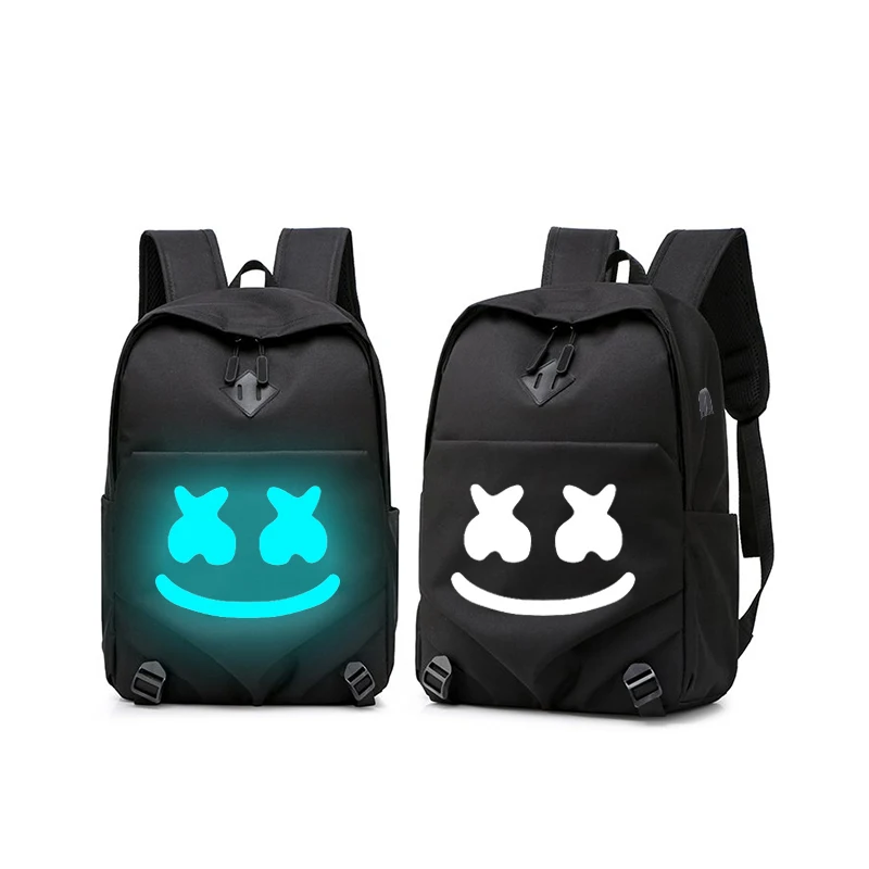 DJ Marshmello, школьные сумки, Подростковый рюкзак для мальчиков, Usb зарядка для девочек, Светящийся рюкзак для ноутбука, рюкзак для путешествий, рюкзак для книг