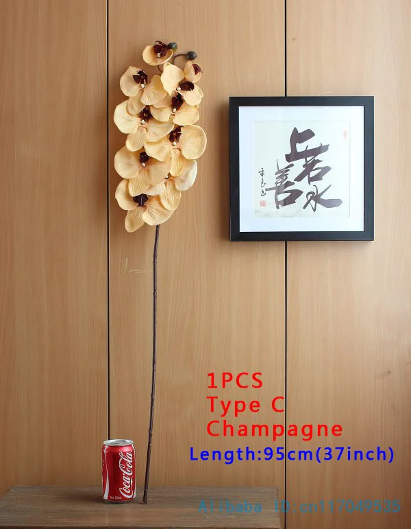 type C Champagne 1 стволовых Шелковый Искусственный цветок Мотылек Орхидея Бабочка Орхидея для дом свадебное праздничное украшение 6 видов 12 Цветов F152 - Цвет: type C Champagne