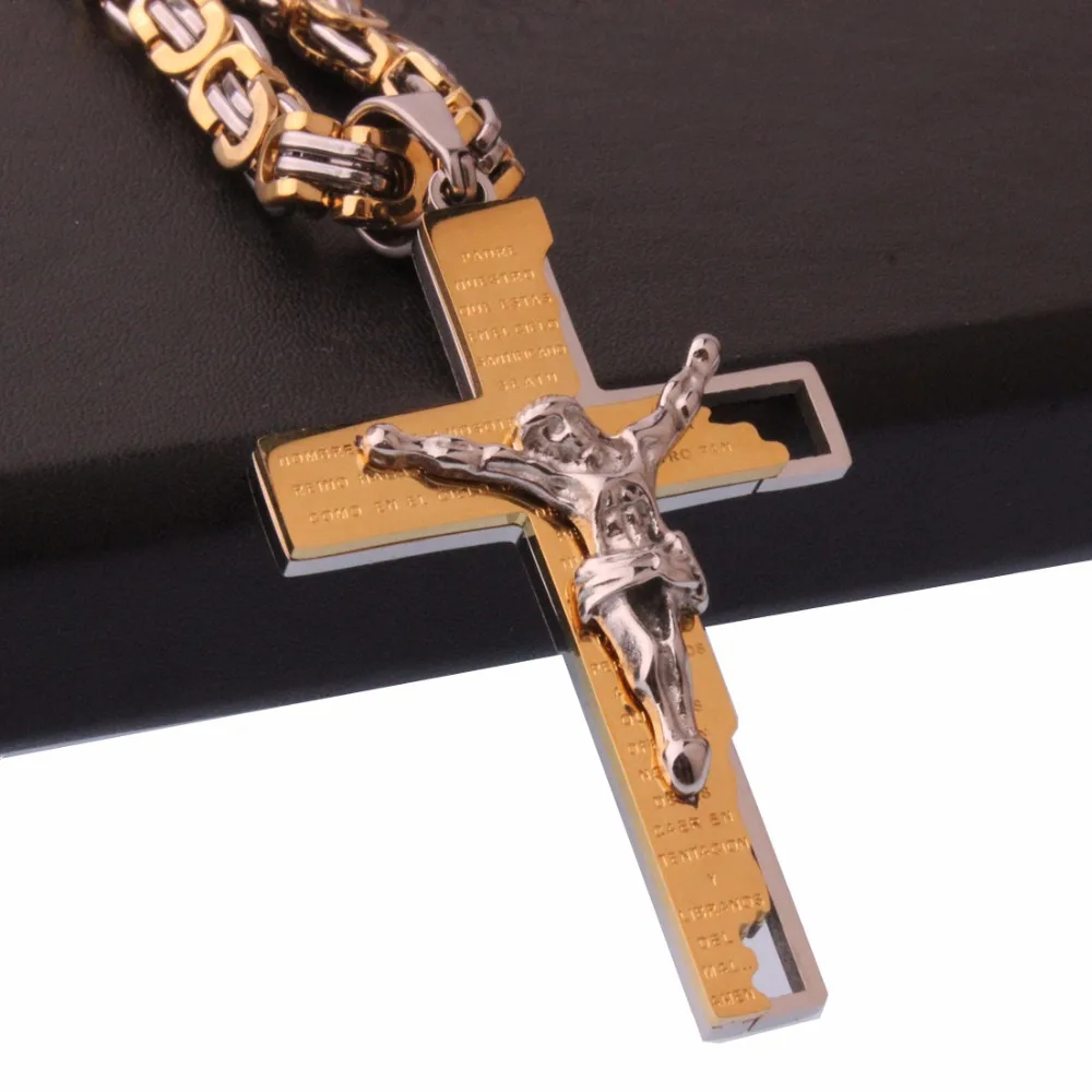 6 мм ширина 20-36 дюймов Длина серебряный золотой цвет Библейский крест Иисуса