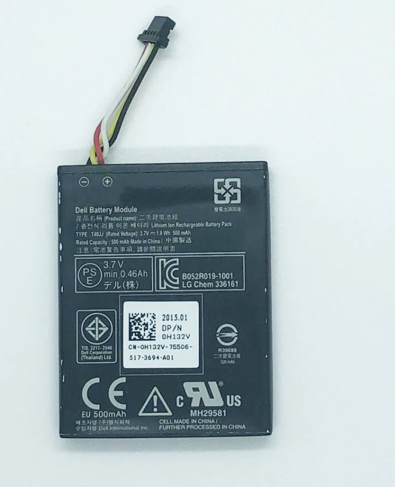 100% оригинальный 500 мАч 3 7 V/1.8Wh T40JJ TTVVV TY8F9 батарея для ноутбука DELL PowerEdge M620 R320 R420 R520 R620