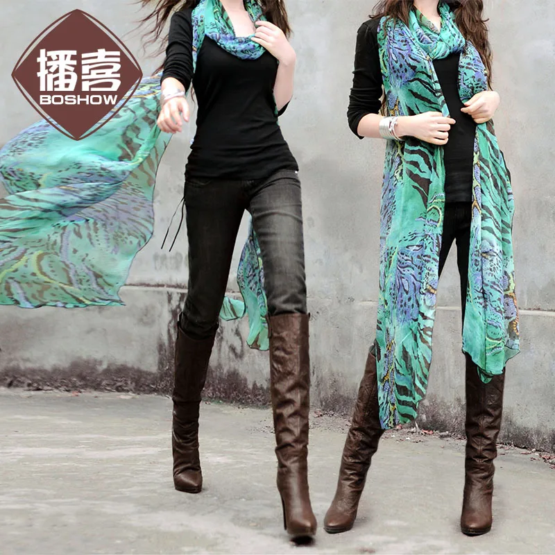 Free Shipping 2022 New Fashion Long Boshow Solid Color Print Chiffon Ultra Long Scarf Cape 3meter Long Women Scarf