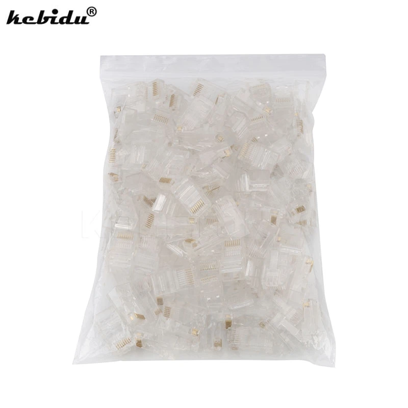 

kebidu Best 50pcs/lot RJ45 RJ-45 CAT5 Modular Plug Network Connector for UTP Cat5 Cat5e Network Cable Crystal