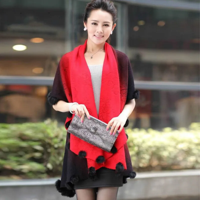 Новинка 2017 года Зима Для женщин негабаритных кашемира Трикотажное пончо Накидки