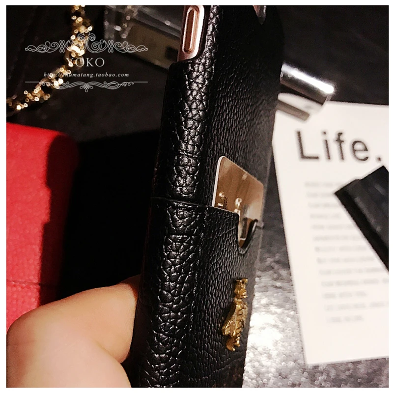 Luxury Fashion brand Classic 3D Metallic Honey Bee Card soft Leather hard phone case for iphone6 7 8plus X XR XS Max cover |