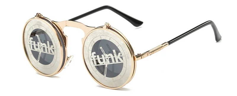 SHAUNA модные Для мужчин Круглый панк Солнцезащитные очки вечерние очки уникальный Для женщин солнцезащитные очки в стиле стимпанк, пружины ноги флип вечерние очки - Цвет линз: C4