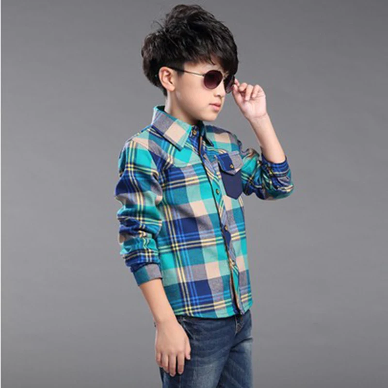 Мальчики Рубашки С Длинными Рукавами Хлопок Повседневная 2016 Осень-Весна плед