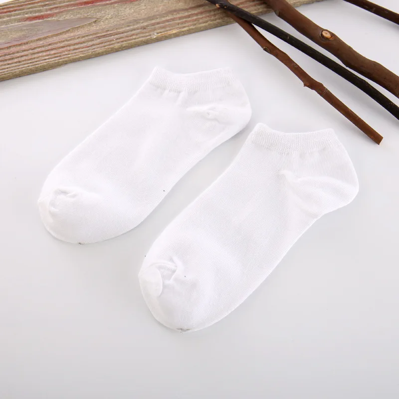 white 1 пара, новые летние мужские короткие носки до лодыжки, носки, хлопок, черный, белый, деловой стиль, чистый цвет, повседневные носки, размер 39-43 - Цвет: white