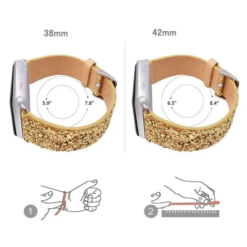 Рождественские блестящие Роскошные наручные часы Iwatch из искусственной кожи ремешок для Apple Watch серии 3/2 38 мм 42 мм