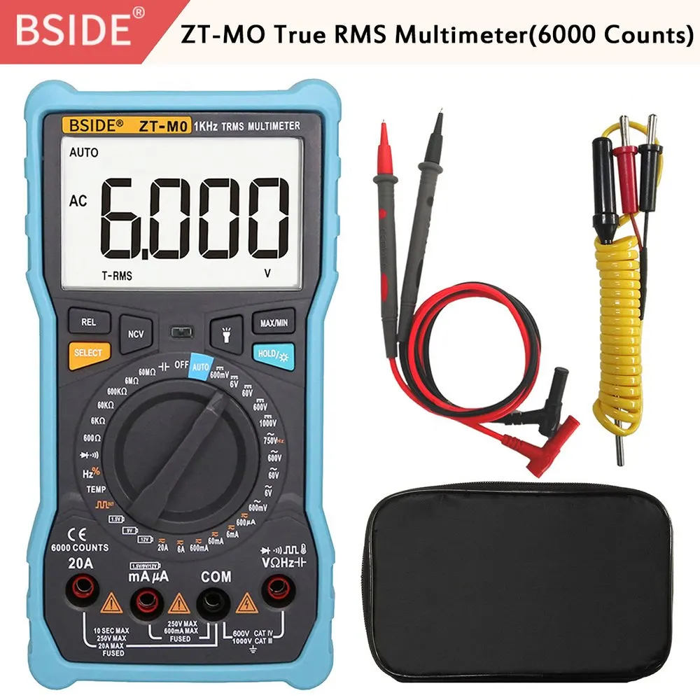 

ZT-M1 ZT-M0 Auto/Manual Digital Multimeter EBTN Triple Display 8000 Counts Battery Test Voltage VFC Square Wave Output Tester
