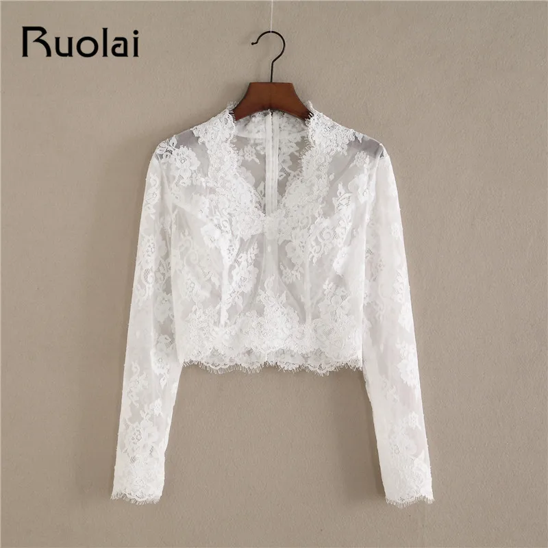 Женское свадебное платье с V образным вырезом кружевной жакет длинным рукавом