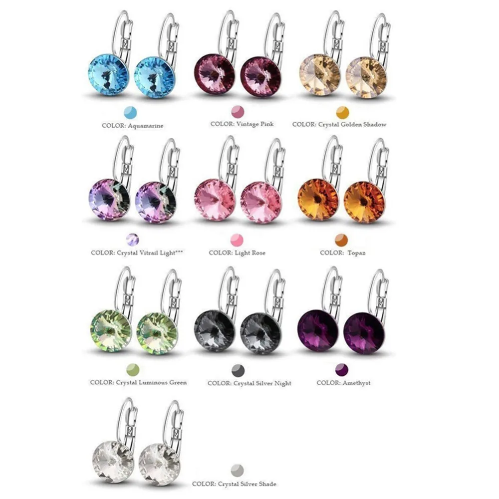10 цветов Большой овальный Циркон Серьги кольца для Для женщин Мода австрийского