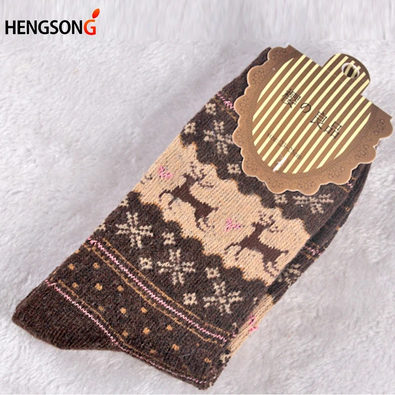 5 пар/упак. носки из шерсти с золотым оленем и кроликом осенне зимние теплые