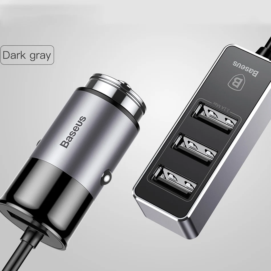 Grey Baseus 4 USB быстрое автомобильное зарядное устройство для iPhone, iPad, samsung, планшета, зарядное устройство для мобильного телефона, 5 В, 5,5 А, автомобильное USB зарядное устройство, адаптер, автомобильное зарядное устройство - Тип штекера: Grey
